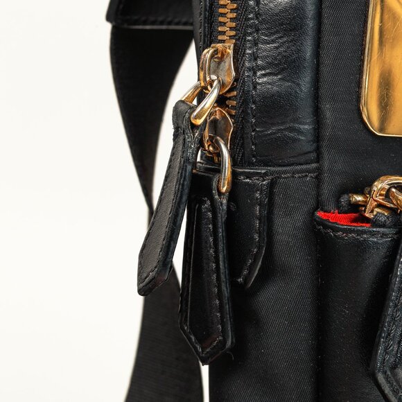 Fendi Monster Black Leather & Nylon Sling Bag - Picture 9 of 12